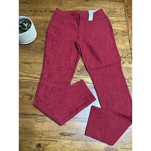 NEW Chicos Jeans Jeggings Womens Size 4 R Red J4 Flowered Skinny Stretch Pant